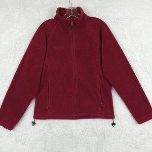 Columbia Womens Fleece‎ Jacket Red Waist Length Full Zip Pockets Front Casual M